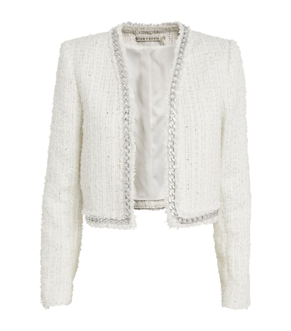 Alice + Olivia Zeta Chain Jacket in White Tweed — UFO No More